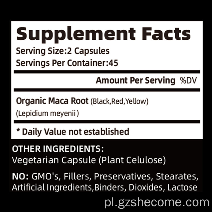 Wysokiej jakości organiczna funkcja wsparcia MACA płodność